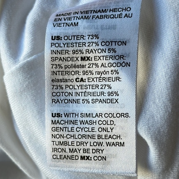 Chico’s white lined subtle floral print top with elbow-length sleeves, sz 3 (XL) - Picture 7 of 7